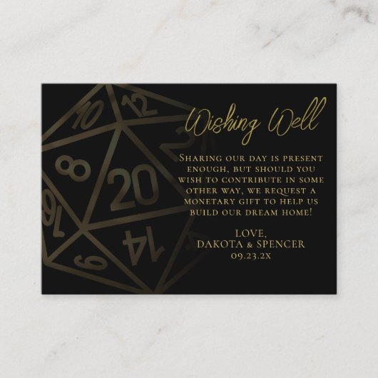 RPGサイコロ | 金ゴールドファンタジー卓上ウェッシングウェル エンクロージャーカード (正面)