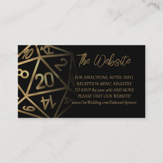 RPGサイコロ | 金ゴールドファンタジー卓上ゲーマーウェブサイト エンクロージャーカード (正面)