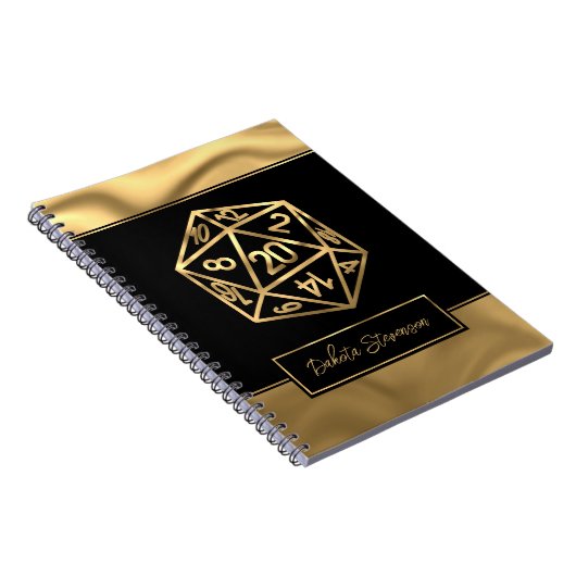 RPGサイコロ | 金ゴールドファンタジー卓上ゲーマーキャラクター ノートブック (右側)