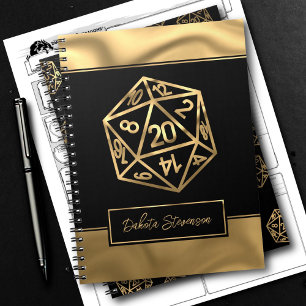 RPGサイコロ   金ゴールドファンタジー卓上ゲーマーキャラクター ノートブック