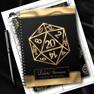 RPGサイコロ   金ゴールドファンタジー卓上ゲーマーキャラクター ノートブック