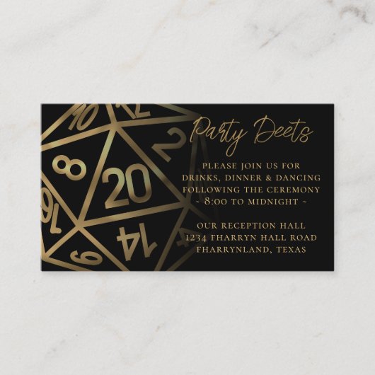 RPGサイコロ | 金ゴールドファンタジー卓上ゲーマー披露宴 エンクロージャーカード (正面)