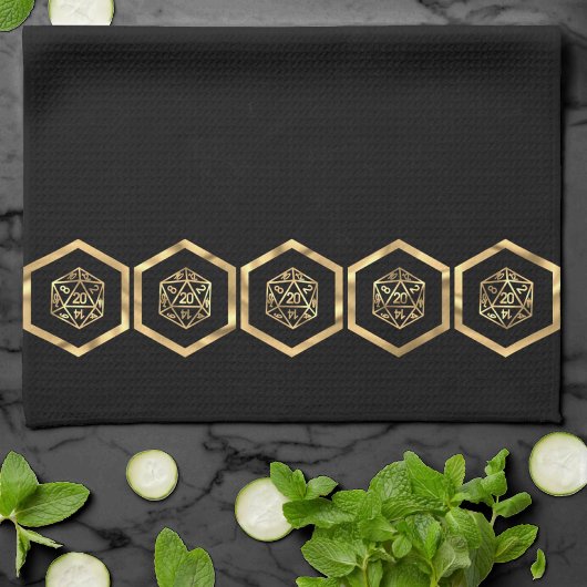 RPGサイコロ | 金ゴールドファンタジー卓上レトロPnPゲーマー キッチンタオル