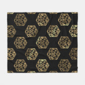 RPGサイコロ | 金ゴールドファンタジー卓上レトロPnPゲーマー フリースブランケット (正面(横))