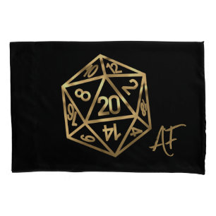 RPGサイコロ 金ゴールドファンタジー卓上レトロPnPゲーマー 枕カバー
