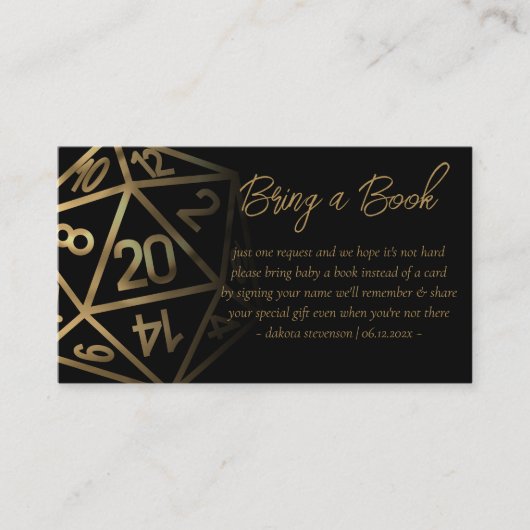 RPGサイコロ | 金ゴールドファンタジーPnPテーブルトップのブックリクエスト エンクロージャーカード (正面)