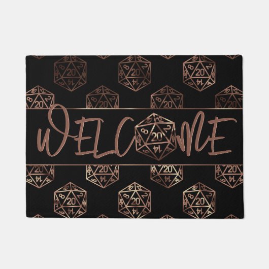 RPGサイコロ | 銅ファンタジー卓上ゲーマーウェルカム ドアマット (正面)