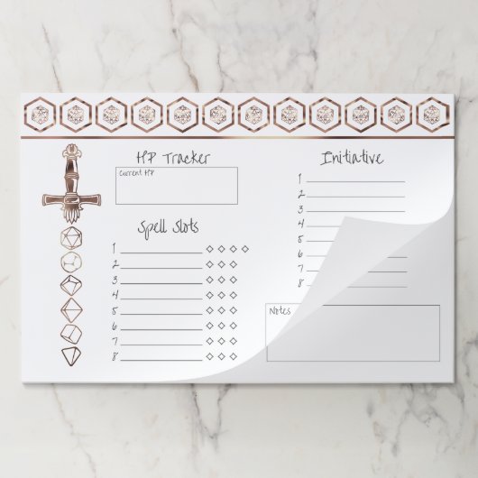 RPGサイコロ | 銅ファンタジー卓上ゲーマーセッション ペーパーパッド (折り畳み)