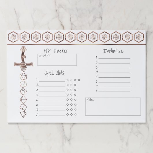 RPGサイコロ | 銅ファンタジー卓上ゲーマーセッション ペーパーパッド (正面)