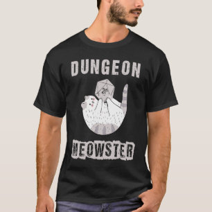 RPGサイコロD20 Polyhedral from Nerdy Dungeon Meowste Tシャツ
