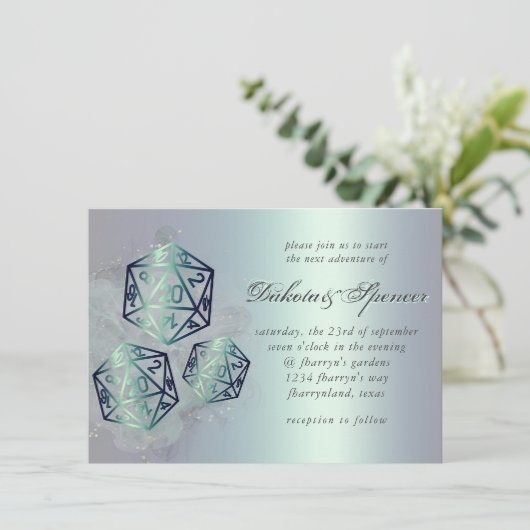 RPGスプラッシュ | ティール(緑がかった色)シェンファンタジーテーブルトップPnPゲーマー 招待状 (スタンド正面)