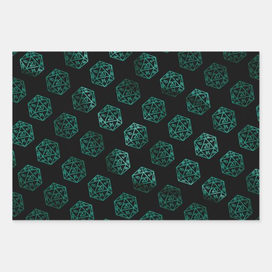 RPGダイス | エメラルドファンタジー テーブルトップ レトロゲーマー ラッピングペーパーシート (正面)