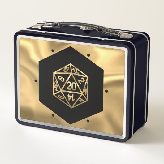 RPGダイス | ゴールドファンタジー レトロ テーブルトップ PnP ゲーマー メタルランチボックス (裏面)