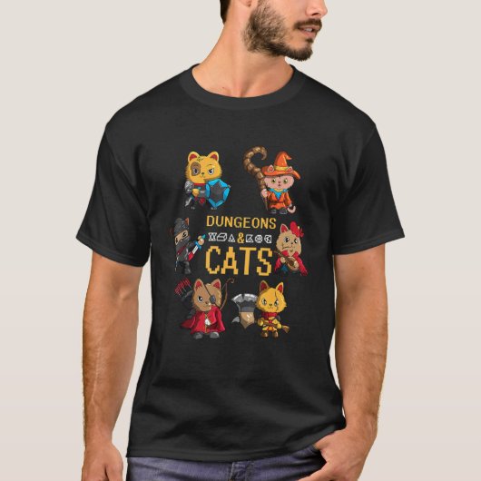 Rpgプレーヤーロール遊のファンゲームナイトとCat Fi Tシャツ (正面)