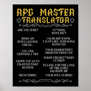 RPGマスター翻訳者 D20 テーブルトップゲーム おもしろ RPG ポスター