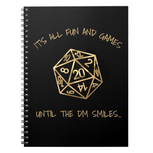 RPGユーモア | 金ゴールドおもしろいとゲーム(DMスマイルまで) ノートブック (正面)