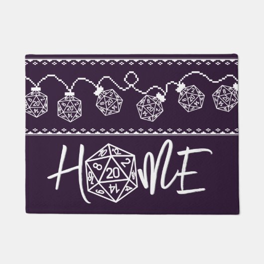 RPGライトパープル | ファンタジー卓上ゲーマーサイコロ ドアマット (正面)