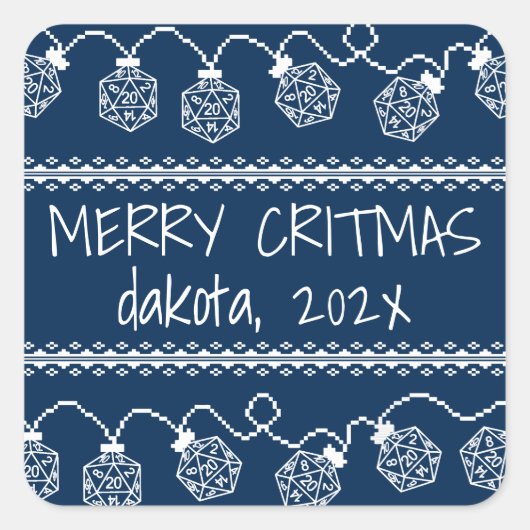 RPGライトブルー | ファンタジー卓上ゲーマーサイコロ スクエアシール (正面)