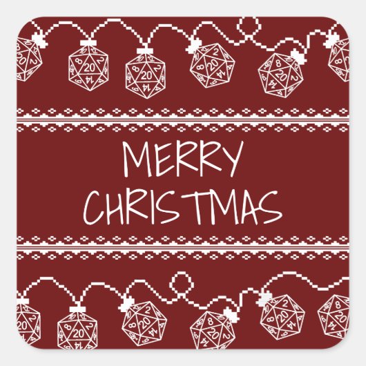 RPGライト赤 | ファンタジー卓上レトロゲーマーサイコロ スクエアシール (正面)