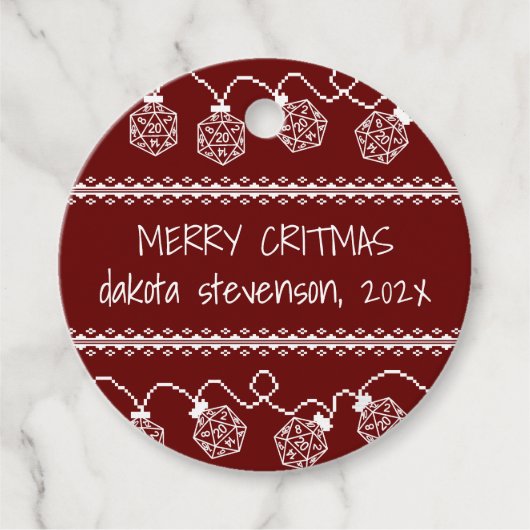 RPGライト赤 | ファンタジー卓上レトロゲーマーサイコロ フェイバータグ (正面)