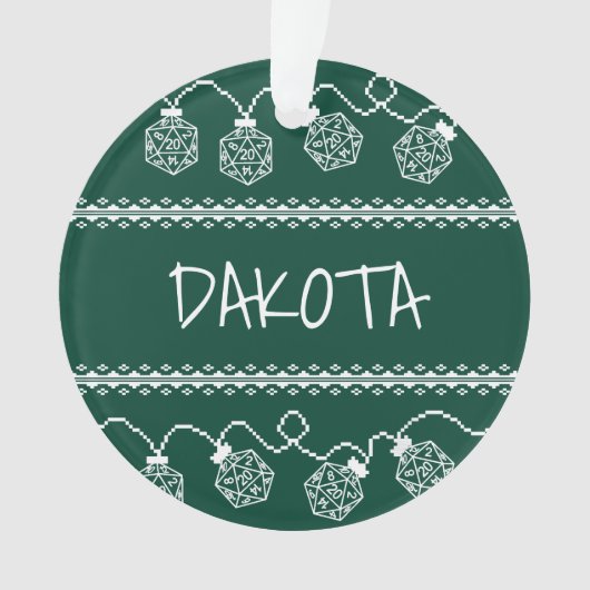 RPGライト(緑) | ファンタジー卓上ゲーマーサイコロ オーナメント (正面)