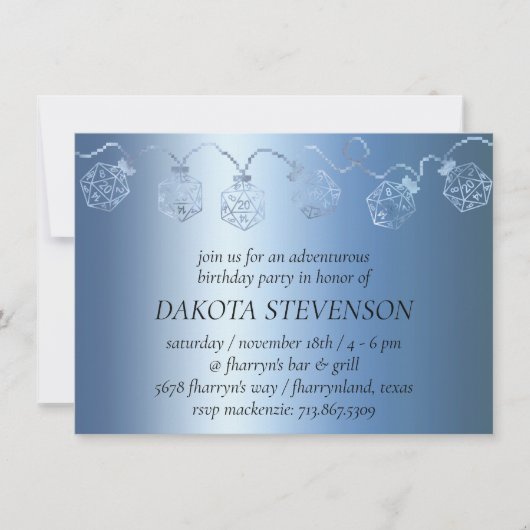 RPGルクース | ブルーシェンテーブルトップゲーマーサイコロライト 招待状 (正面)