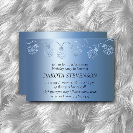 RPGルクース | ブルーシェンテーブルトップゲーマーサイコロライト 招待状