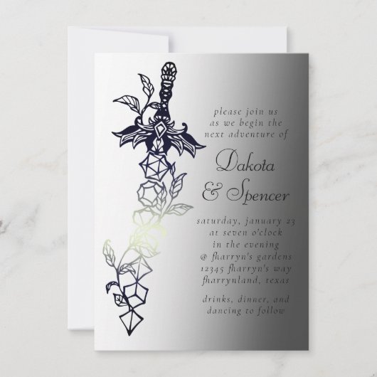 RPG剣 | ファンタジークラシックテーブルトップゲーマーサイコロ 招待状 (正面)