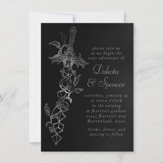 RPG剣 | ファンタジーテーブルトップレトロPnPゲーマーサイコロ 招待状 (正面)