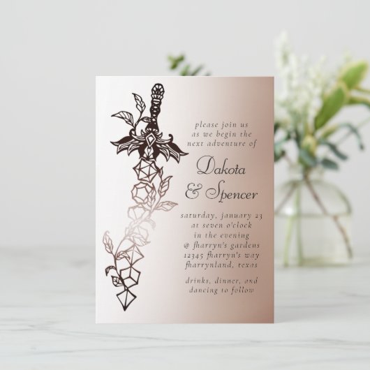 RPG剣 | 銅ファンタジー卓上ゲーマーサイコロ 招待状 (スタンド正面)