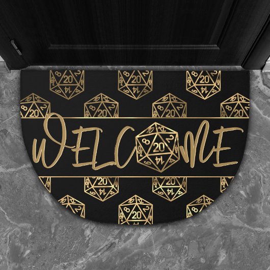 RPG金ゴールドサイコロ |ファンタジーTabletop Gamer Welcome ドアマット