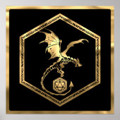 RPG龍 | 金ゴールドファンタジーテーブルトップPnPゲーマーサイコロ ポスター (正面)