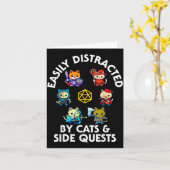 RPG ゲーマー 猫 サイドクエスト 面白いオタク ADHD 猫 男 カード (黄色い花)