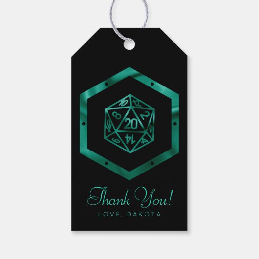 RPG ダイス | エメラルド ファンタジー テーブルトップ ゲーマー カスタム ギフトタグ (裏面)
