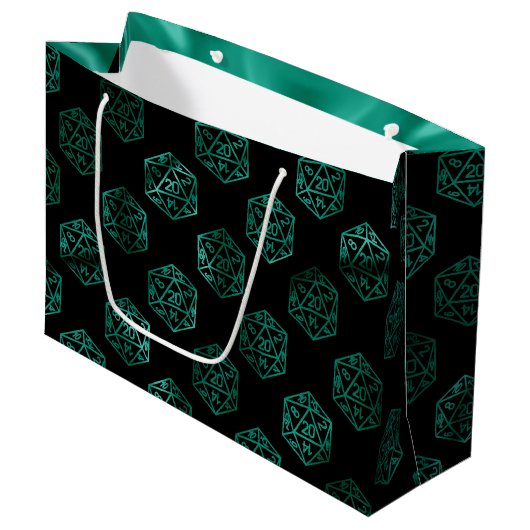 RPG ダイス | エメラルド ファンタジー テーブルトップ レトロ ゲーマー ラージペーパーバッグ (正面アングル)