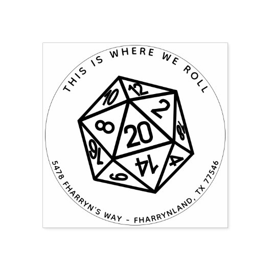 RPG 20面サイコロ | クラシックな私たちのロールアドレス ラバースタンプ (インプリント)