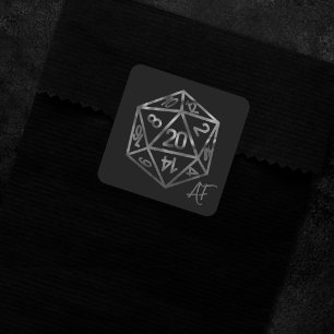RPG Crit AF   ファンタジー テーブルトップ レトロ ゲーマー ダイス スクエアシール