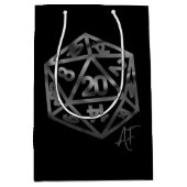 RPG Crit AF | ファンタジー テーブルトップ レトロ ゲーマー ダイス ミディアムペーパーバッグ (正面)