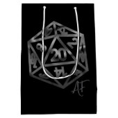 RPG Crit AF | ファンタジー テーブルトップ レトロ ゲーマー ダイス ミディアムペーパーバッグ (裏面)