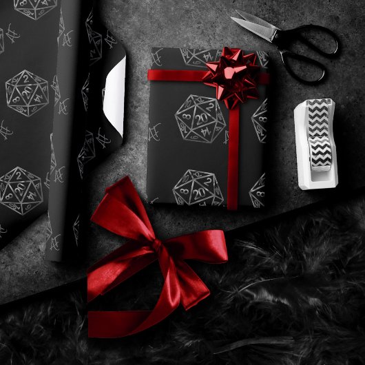 RPG Crit AF | ファンタジー テーブルトップ レトロ ゲーマー ダイス ラッピングペーパー