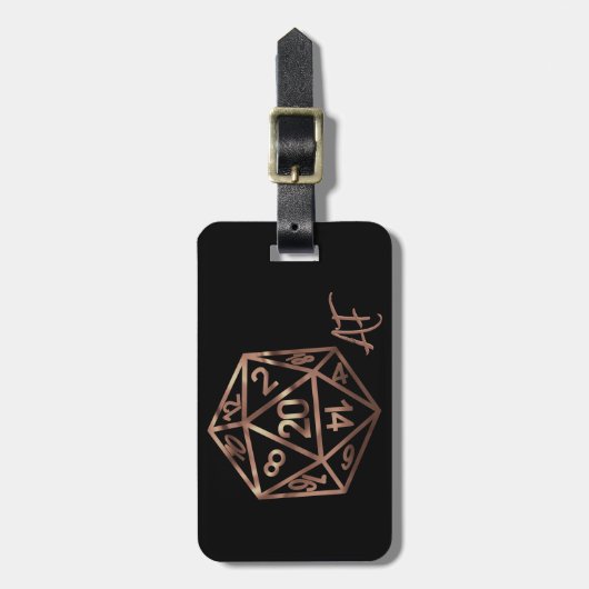 RPG Crit AF | Copper Tabletop PnP Roleplayer Dice ラゲッジタグ (正面縦)