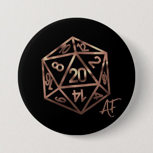 RPG Crit AF | Copper Tabletop PnP Roleplayer Dice 缶バッジ (正面)
