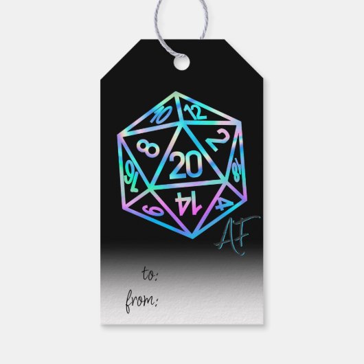 RPG Crit AF | Holo Retro PnP Tabletop Gamer Dice ギフトタグ (裏面)