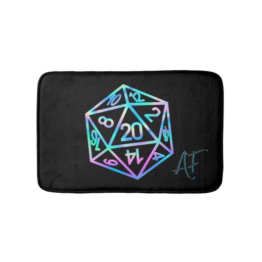 RPG Crit AF | Holo Retro PnP Tabletop Gamer Dice バスマット (正面)