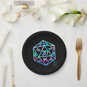 RPG Crit AF   Holo Retro PnP Tabletop Gamer Dice ペーパープレート