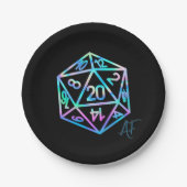 RPG Crit AF | Holo Retro PnP Tabletop Gamer Dice ペーパープレート (正面)