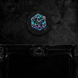 RPG Crit AF Holo Retro PnP Tabletop Gamer Dice ラウンド壁時計
