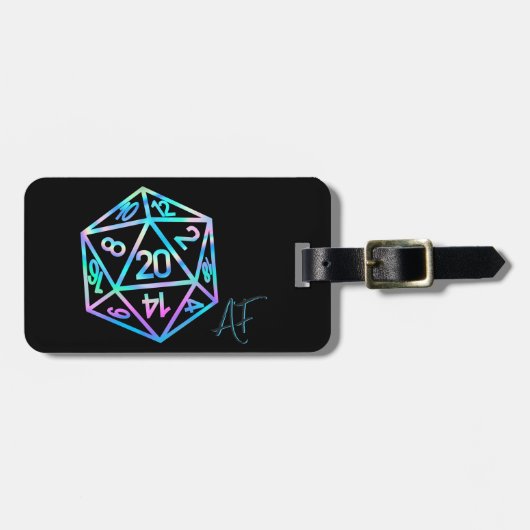 RPG Crit AF | Holo Retro PnP Tabletop Gamer Dice ラゲッジタグ (正面横)
