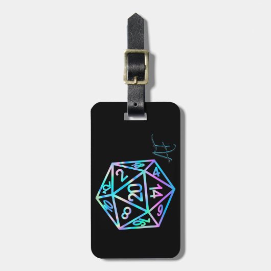 RPG Crit AF | Holo Retro PnP Tabletop Gamer Dice ラゲッジタグ (正面縦)