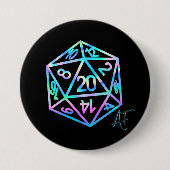 RPG Crit AF | Holo Retro Tabletop Roleplayer Dice 缶バッジ (正面)